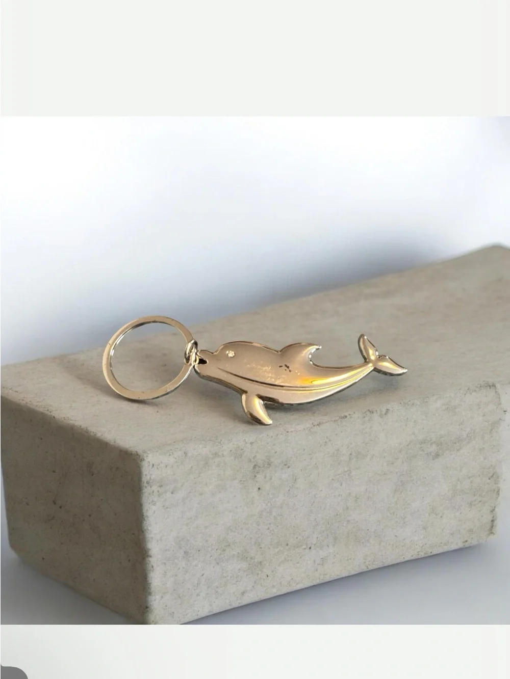 Gold Dolphin Keychain Charm - Pets Fish Accessory